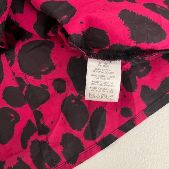 Michael Kors Blouse Women's 10 Pink Printed Button Up Preppy Long Sleeve Top - Picture 9 of 9
